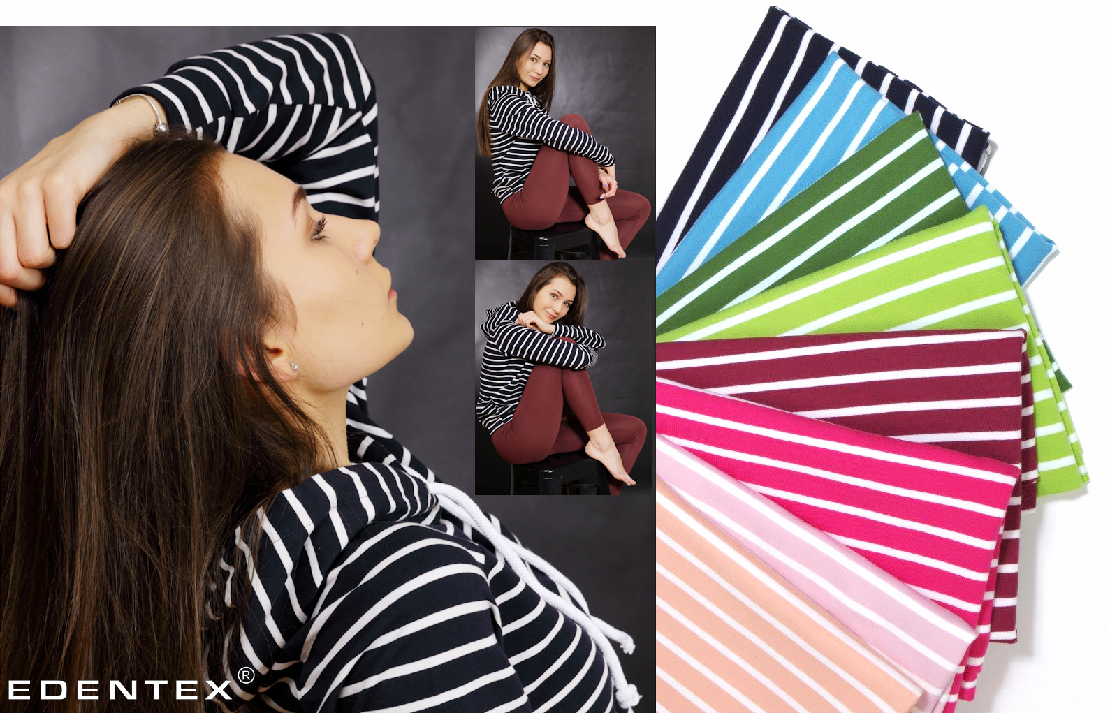 Cotton french terry fabrics / EDENTEX-PENSOFT® striped