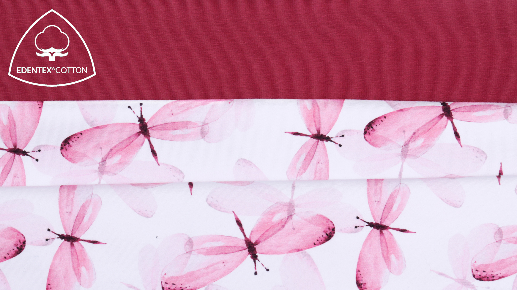 Printed fabric: PEN-BUTTERFLIES + colour: SKI-251 Rhododendron