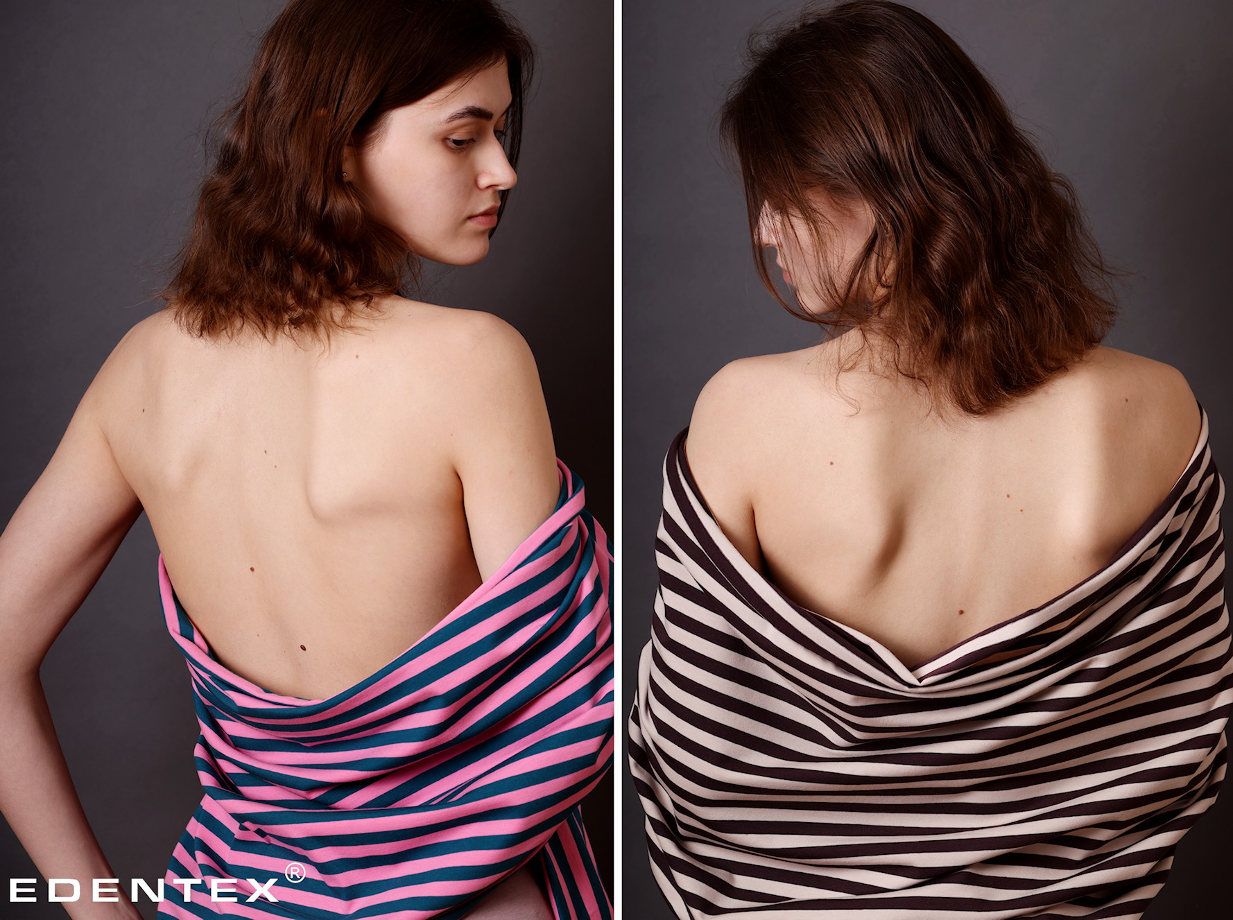 EDENTEX®COTTON fabrics / NEW COLOURS: MOR PASKI 1x1 PINK-SZMARAGD MOR PASKI 1x1 SEAL BROWN-MILKY COFFEE